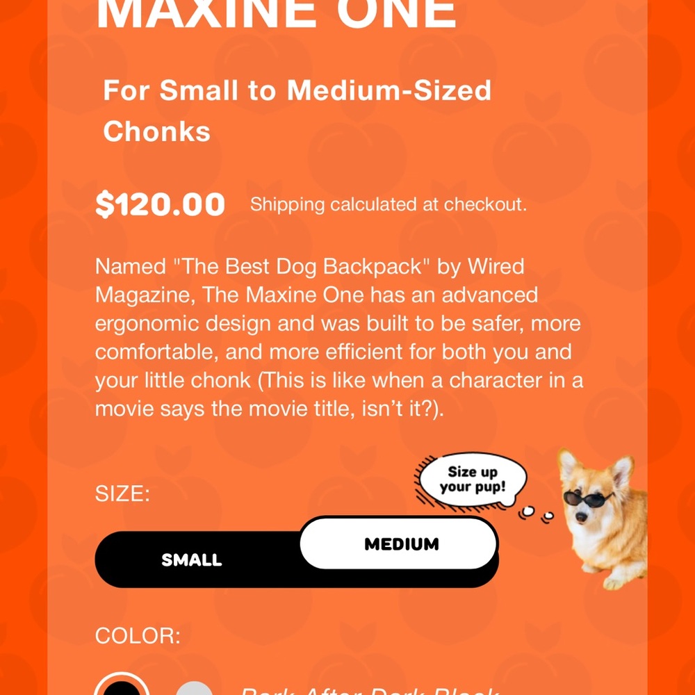 🐾 Little Chonk “Maxine One” Dog Backpack – Bark After Dark Black - Picture 5 of 6